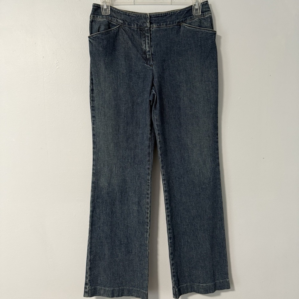 Jones New York Sport Wide Leg Trouser Jeans Women's Size‎ 8 Medium Dark Wash